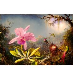 Bluebird Cattleya Orchidée et trois colibris Puzzle 1000 pièces