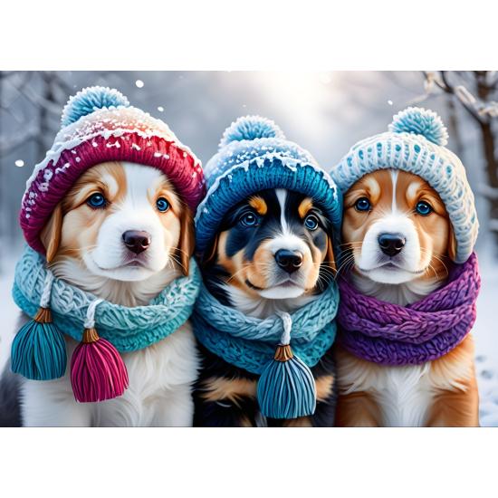 Puzzle Bluebird Chiens en hiver XXL 300 pièces