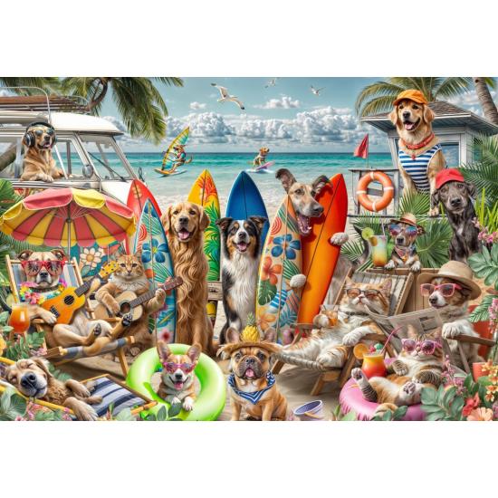 Puzzle Bluebird Chiens Et Chats Sur La Plage 1000 pièces