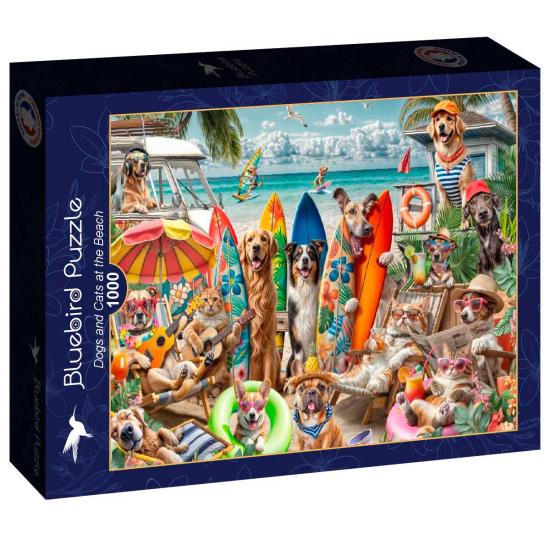 Puzzle Bluebird Chiens Et Chats Sur La Plage 1000 pièces