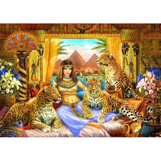 Puzzle Bluebird Reine égyptienne et ses léopards 2000 pièces