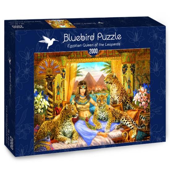 Puzzle Bluebird Reine égyptienne et ses léopards 2000 pièces