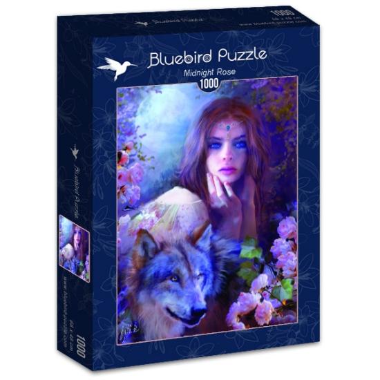 Puzzle de 1000 pièces l'oiseau bleu nuit rose