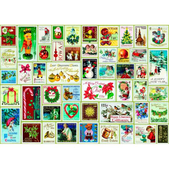 Puzzle Timbres de Noël Bluebird 1000 pièces