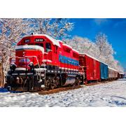 Puzzle Bluebird Train rouge dans la neige 1500 pièces