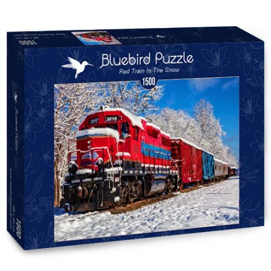 Puzzle Bluebird Train rouge dans la neige 1500 pièces
