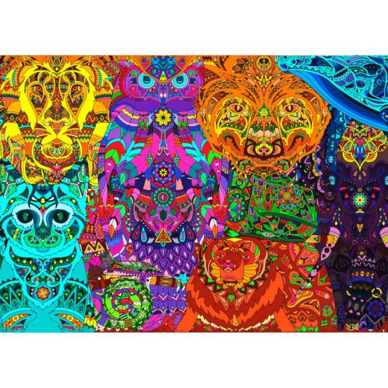 Puzzle Brain Tree Animaux Tribaux de 500 Pièces