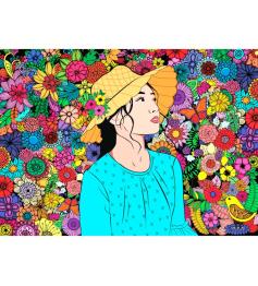 Puzzle Brain Tree Fille parmi les Fleurs 1000 Pièces