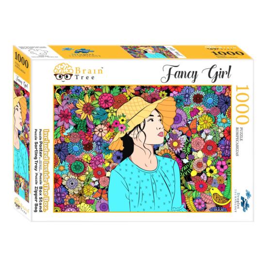 Puzzle Brain Tree Fille parmi les Fleurs 1000 Pièces