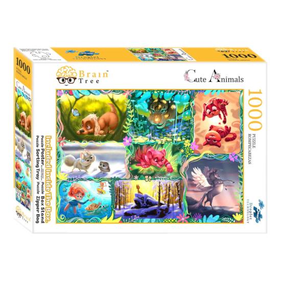 Puzzle Brain Tree Animaux Mignons de 1000 Pièces