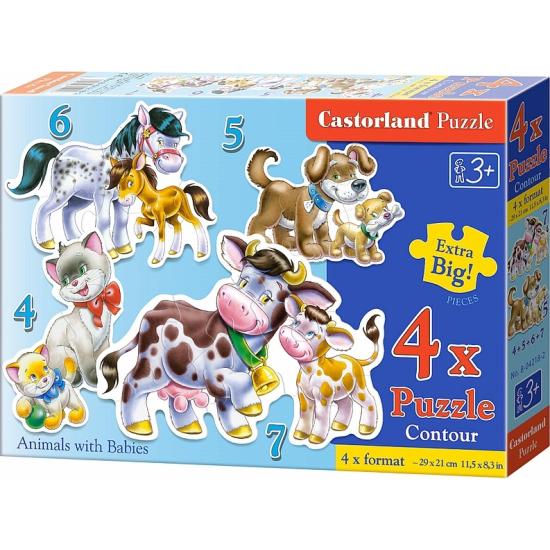 Puzzle Castorland Animaux avec leur bébé 4+5+6+7