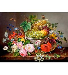 Castorland Nature Morte avec Fleurs et Corbeille de Fruits Puzzl