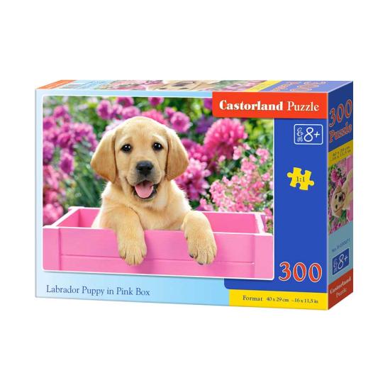 Castorland Puzzle Chiot Labrador dans un panier rose 300 pièces