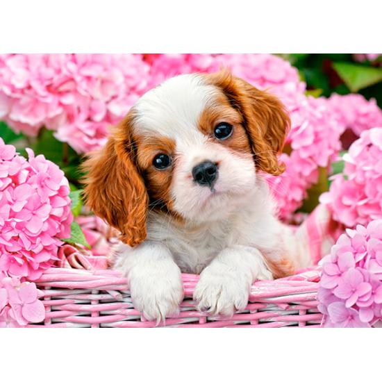 Puzzle Castorland Chiot en Fleurs Roses 180 pièces