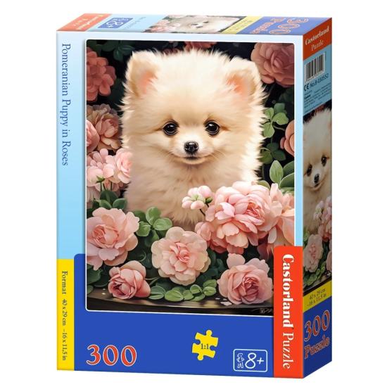 Puzzle Castorland Chiot de Poméranie dans les roses 300 pcs