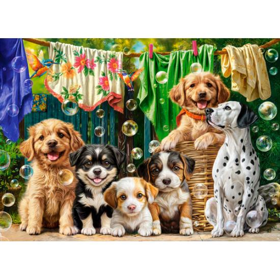 Puzzle Castorland Chiots, Lessive Et Pitreries D'Oiseaux 100 piè