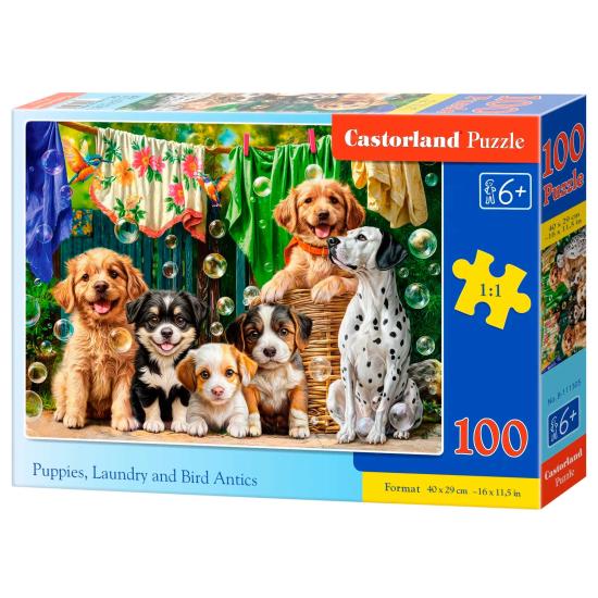 Puzzle Castorland Chiots, Lessive Et Pitreries D'Oiseaux 100 piè