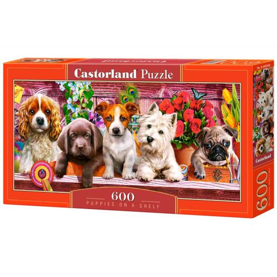 Castorland Chiots sur une étagère Puzzle 600 pièces