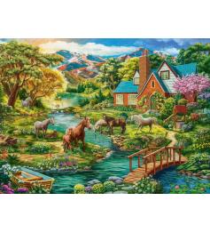 Puzzle Castorland Maison idyllique avec chevaux 2000 pièc