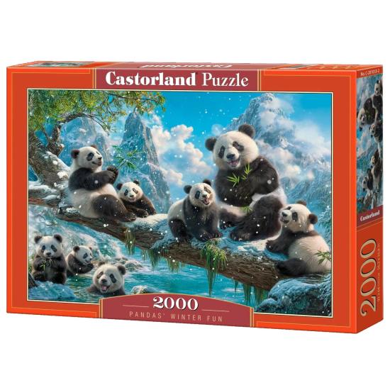 Puzzle Castorland Les Joies Hivernales Des Pandas 2000 pièces