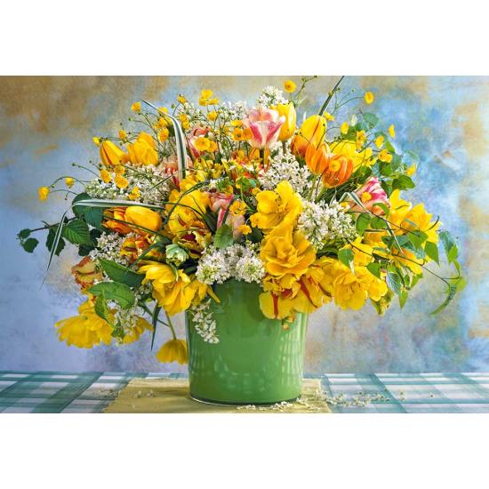 Puzzle Castorland Fleurs printanières dans un vase vert 1000
