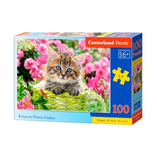 Puzzle Castorland Chaton dans un jardin fleuri 100 pièces