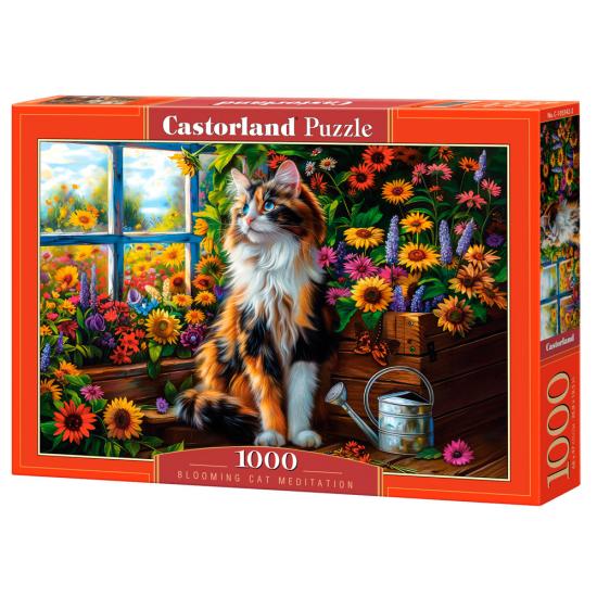 Puzzle Castorland Méditation du Chat parmi les Fleurs 1000 Pièce