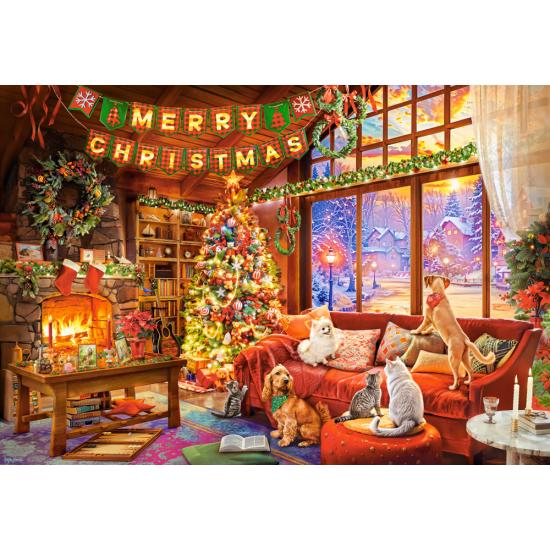 Puzzle Castorland Soirée De Noël Avec Les Animaux De Compagnie 1