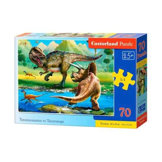 Castorland Puzzle Tyrannosaure contre Triceratops 70 pièces