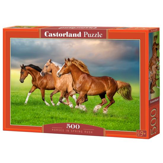Puzzle Castorland Chevaux Dans La Ruée Du Printemps 500 pièces