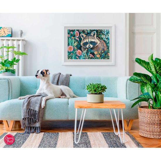 Puzzle Cherry Pazzi Raton laveur en fleurs 1000 pièces