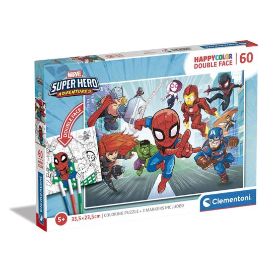 Clementoni Puzzle Super Héros Double Face 60 Pièces