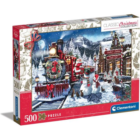 Puzzle Clementoni Gare Avec Des Bonshommes De Neige 500 pièces