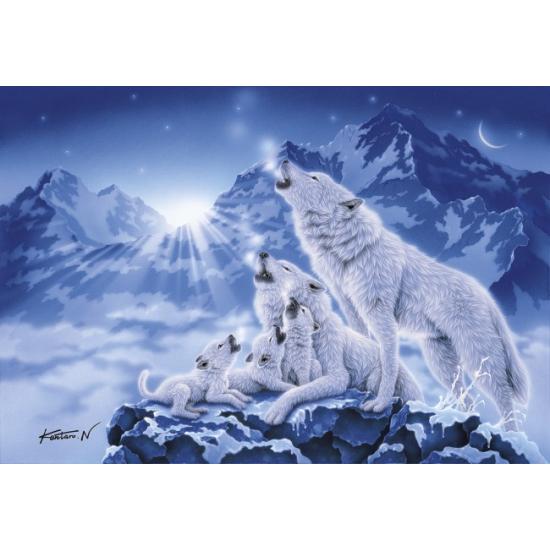 Puzzle Clementoni Famille de loups la nuit 1000 pièces