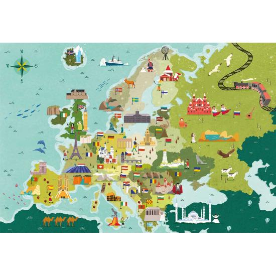 Clementoni Puzzle Europe Landmarks Map 250 pièces