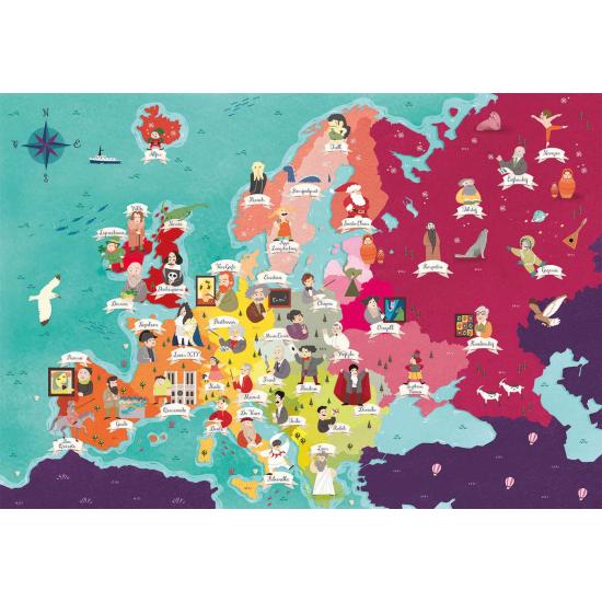 Clementoni Puzzle Carte des Personnages de l'Europe 250 pièc