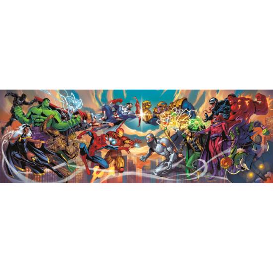 Puzzle Clementoni Panorama Marvel Héros et Méchants 1000 pièces