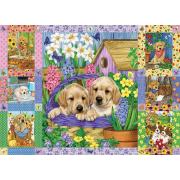 Cobble Hill Puppies and Bouquets Quilt Puzzle 1000 pièces