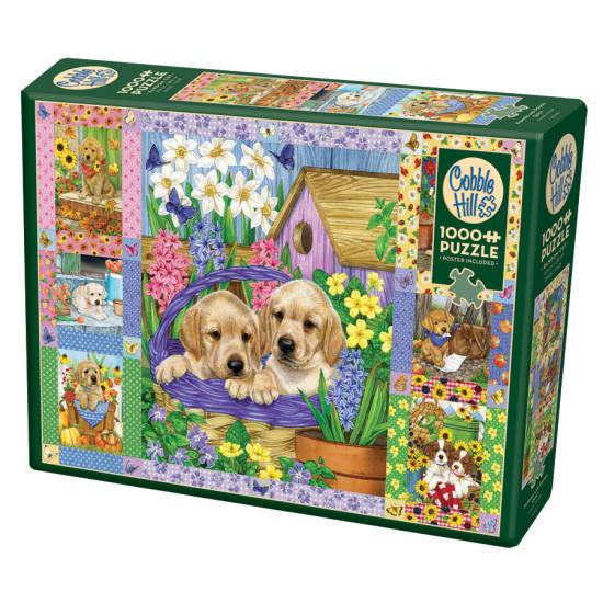 Cobble Hill Puppies and Bouquets Quilt Puzzle 1000 pièces