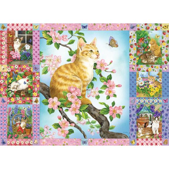 Cobble Hill Chatons et fleurs Quilt Puzzle 1000 pièces Cobble Hill Chatons et fleurs Quilt Puzzle 1000 pièces