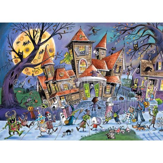 Puzzle Cobble Hill DoodleTown Maison hantée XXL 500 pièces