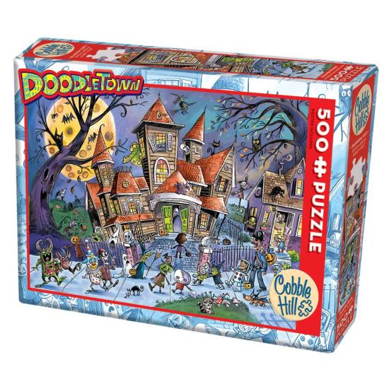 Puzzle Cobble Hill DoodleTown Maison hantée XXL 500 pièces