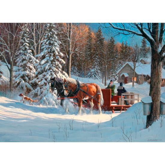 Cobble Hill Horse Sleigh dans la neige Puzzle 1000 pièces