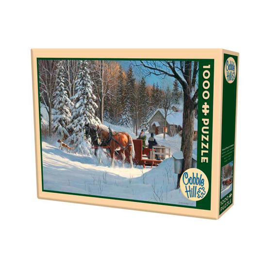 Cobble Hill Horse Sleigh dans la neige Puzzle 1000 pièces