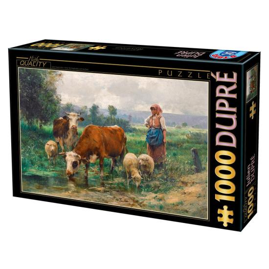D-Toys La bergère avec son troupeau Puzzle 1000 pièces