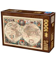 D-Toys Puzzle carte du monde vintage 1000 pièces