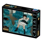 D-Toys Puzzle 1000 pièces Petite fille dans un fauteuil bleu