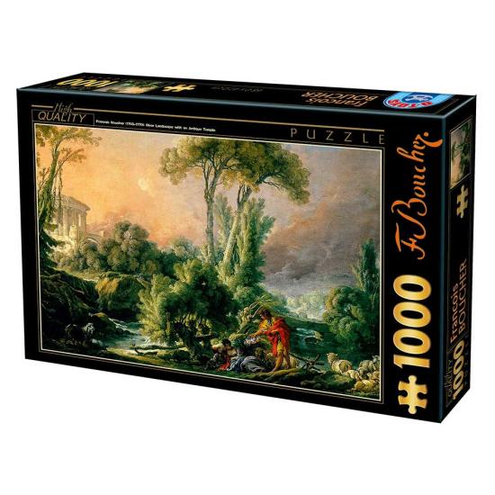 Puzzle D-Toys Paysage fluvial avec ancien temple 1000 pièces