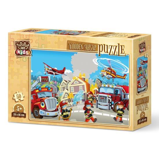Puzzle en Bois Art Puzzle Pompiers Héros 50 Pièces