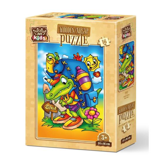 Puzzle en bois Art Puzzle Road to School 16 pièces Puzzle en bois Art Puzzle Road to School 16 pièces